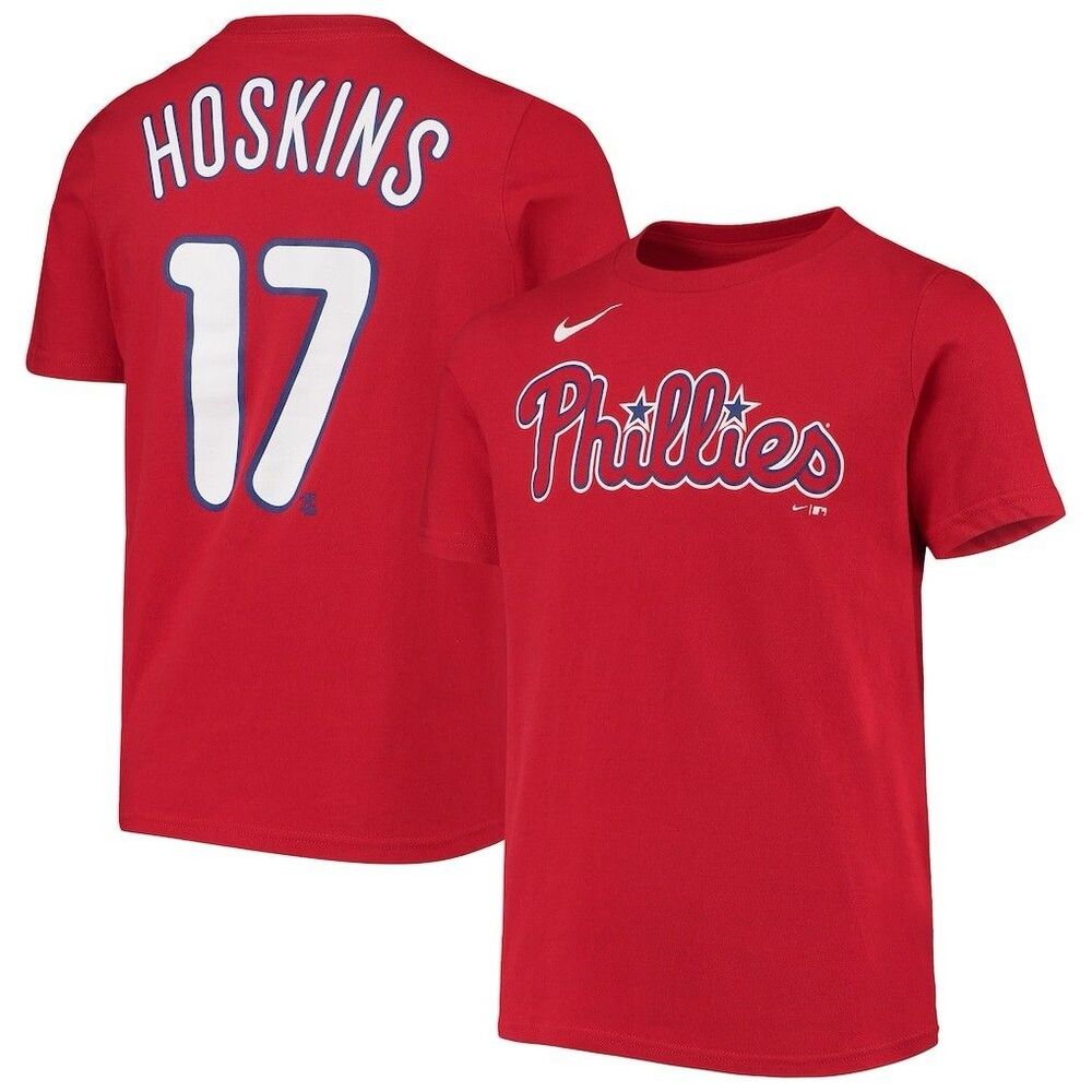 NWT Nike Rhys Hoskins Phillies T Shirt Mens S Red Short Sleeve MLB